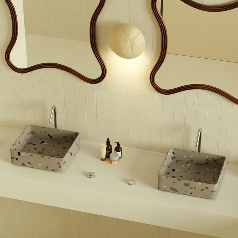 MX001-2 Handmade Terrazzo Sink for Luxury Spaces