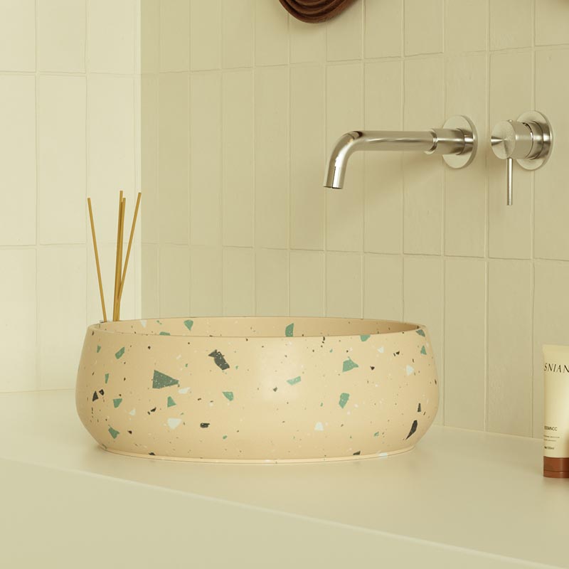 MX021 A Round Premium Terrazzo Basin Exuding Charm