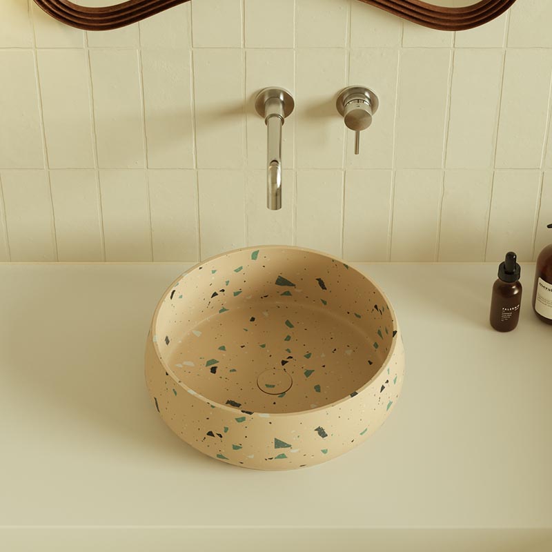 MX021 A Round Premium Terrazzo Basin Exuding Charm