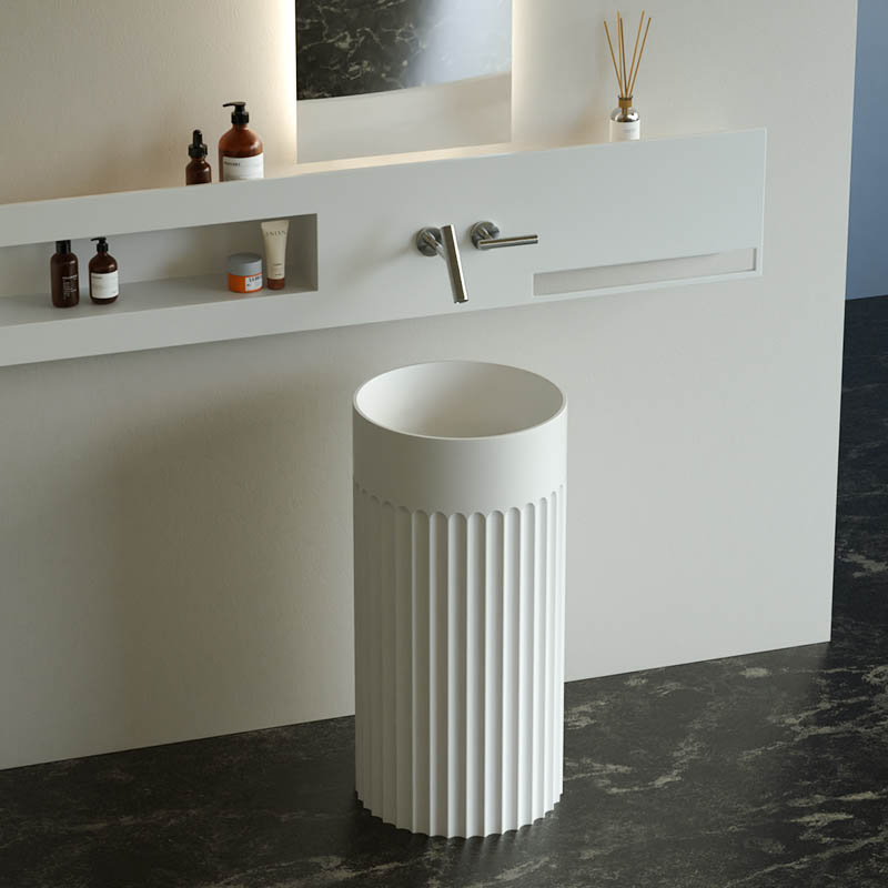 DB2566-1 Freestanding Pedestal Basin with Oval Textured Design in Pure Acrylic