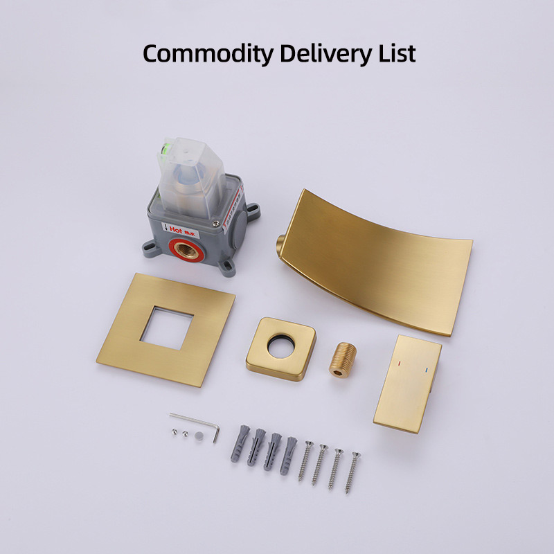 FVB305 Modern Design Wall Mounted Brushed Gold Bathroom Basin Tap Single Lever Handle