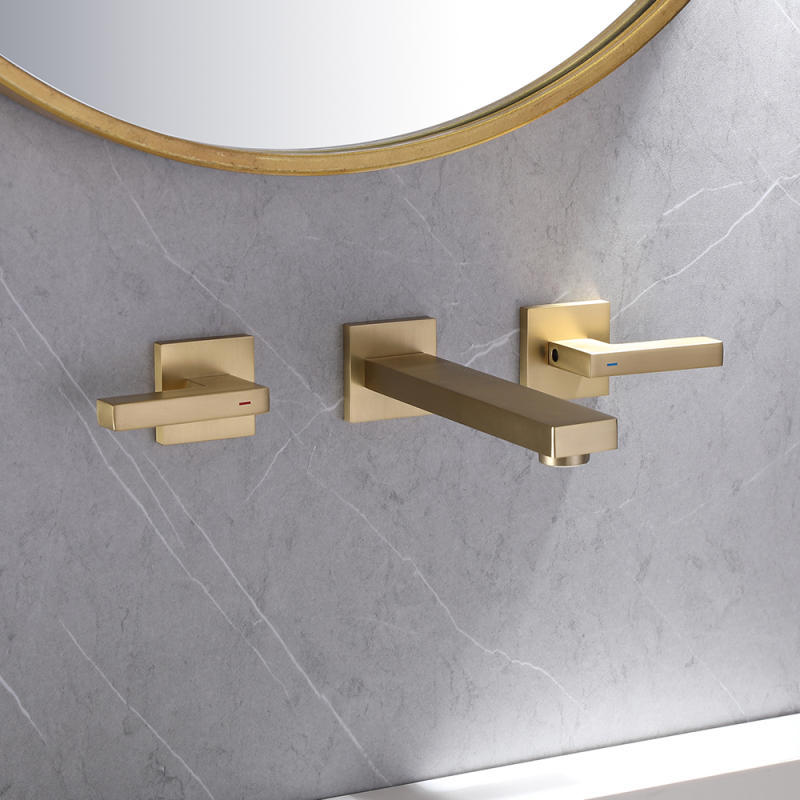 FVB306 Modern Wall-Mounted Basin Faucet with Brushed Gold Finish