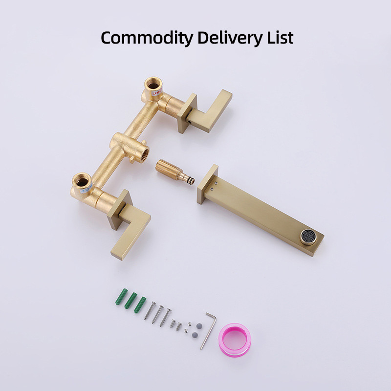 FVB306 Modern Wall-Mounted Basin Faucet with Brushed Gold Finish