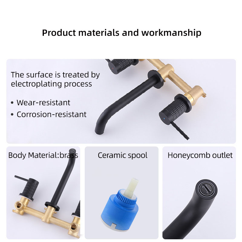 FVB312 Wall-Mounted Basin Faucet | Brushed Gold Brass & Single-Handle Control