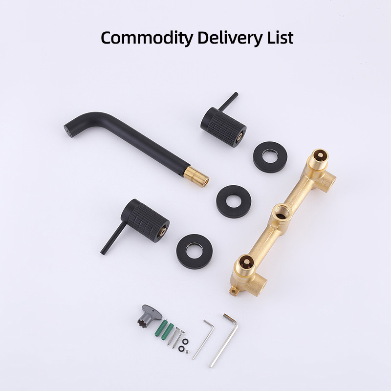 FVB312 Wall-Mounted Basin Faucet | Brushed Gold Brass & Single-Handle Control FVB312 Wall-Mounted Basin Faucet | Brushed Gold Brass & Single-Handle Control