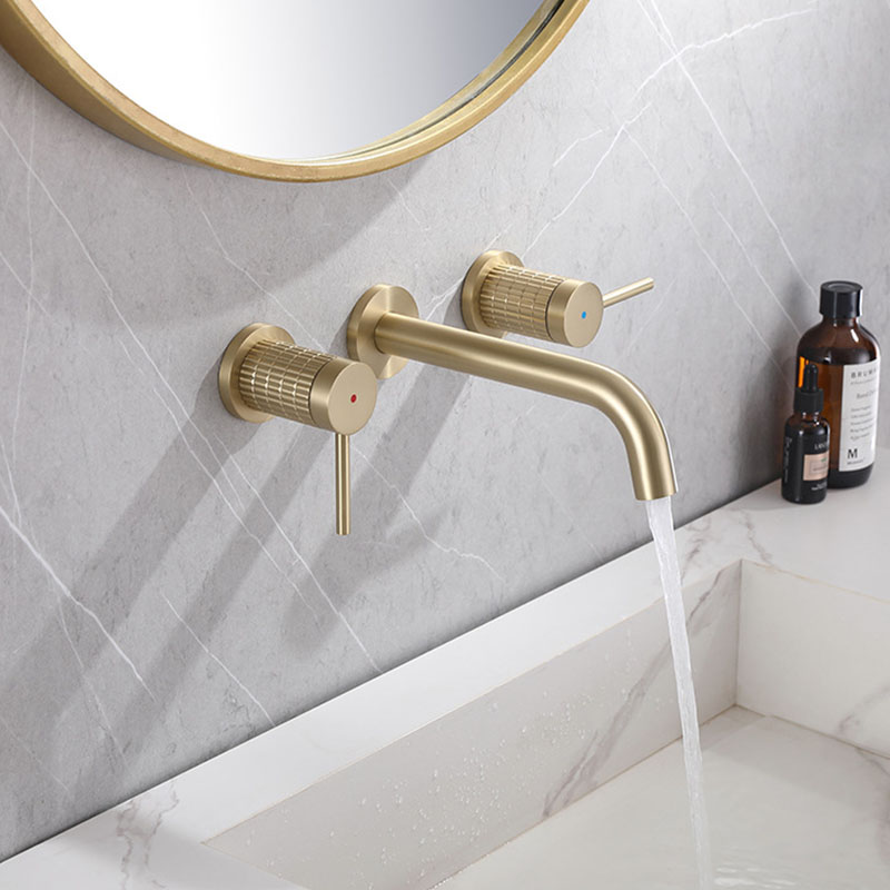 FVB312 Wall-Mounted Basin Faucet | Brushed Gold Brass & Single-Handle Control
