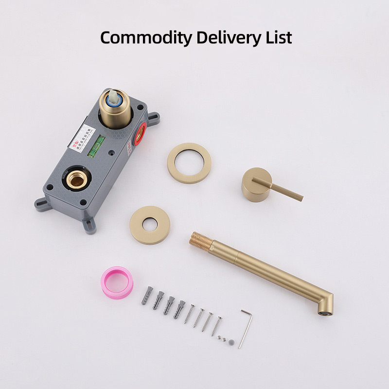 FVB317 Wall-Mounted Basin Faucet | Brushed Gold Brass & Single-Handle Control FVB317 Wall-Mounted Basin Faucet | Brushed Gold Brass & Single-Handle Control