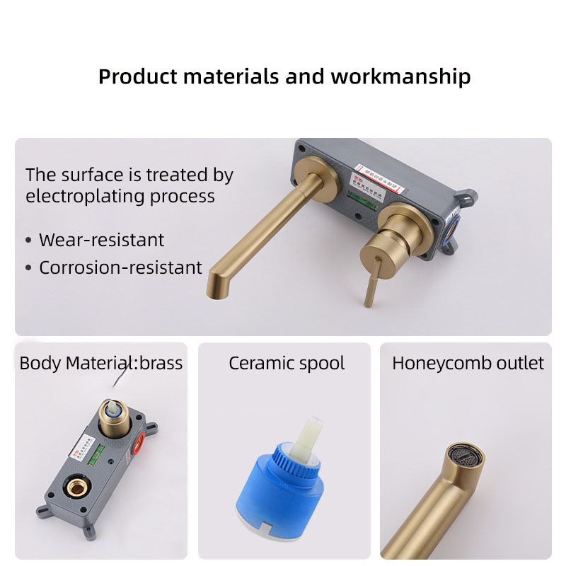 FVB317 Wall-Mounted Basin Faucet | Brushed Gold Brass & Single-Handle Control