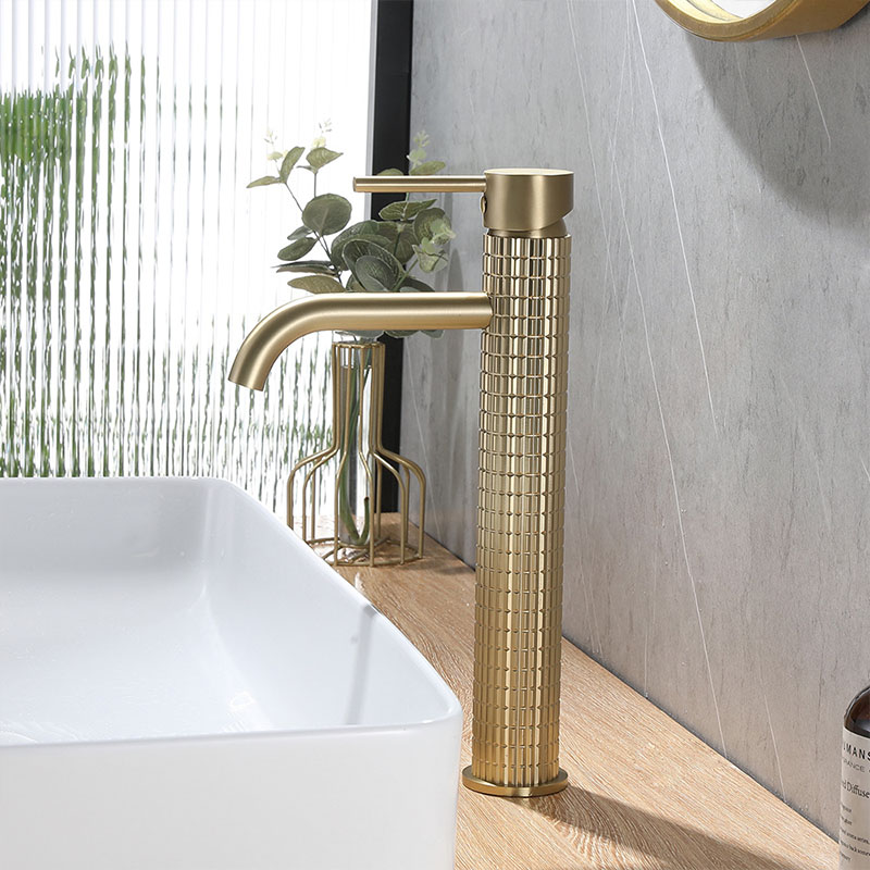 FVB318 Modern Cylindrical Faucet with Honeycomb Aerator & Geometric Texture