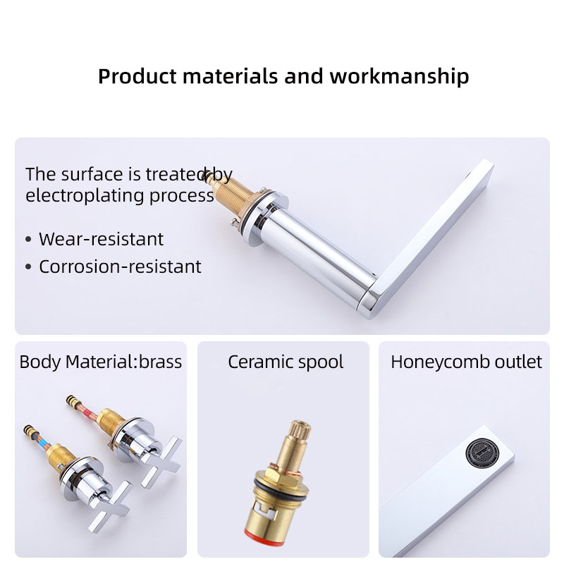 FVB320 Brushed Gold Brass Basin Faucet – Dual Cross-Handle, Splash-Free Flow