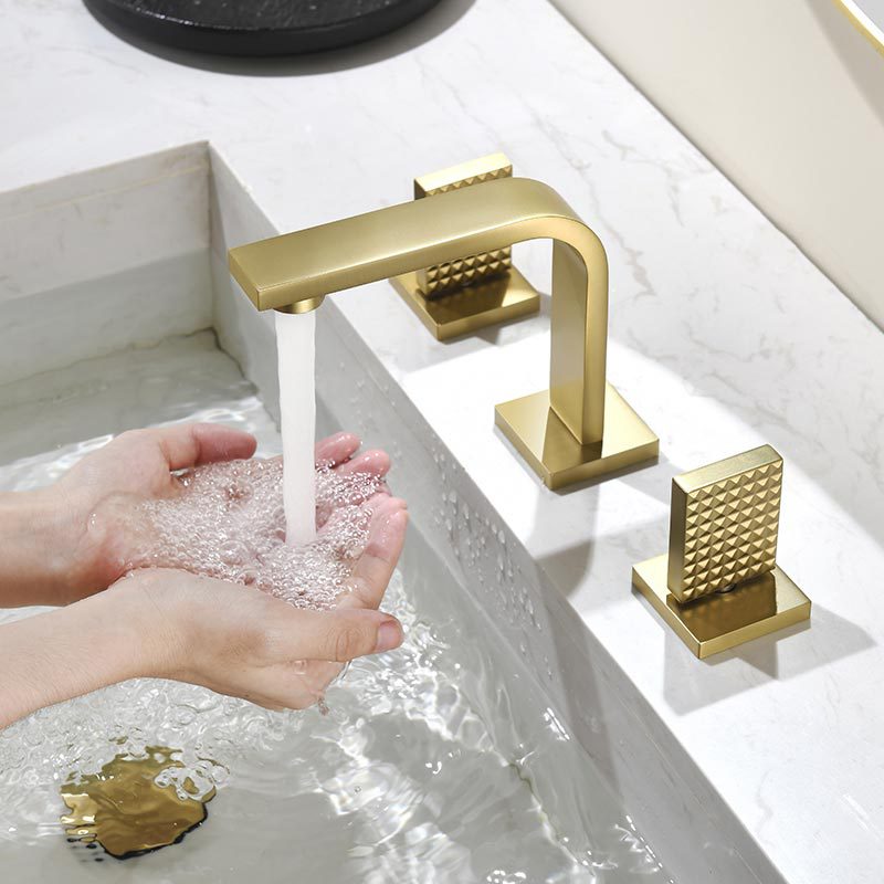 FVB329 Luxury Basin Faucet | Diamond-Textured Knobs & Chrome/Brushed Gold Finish