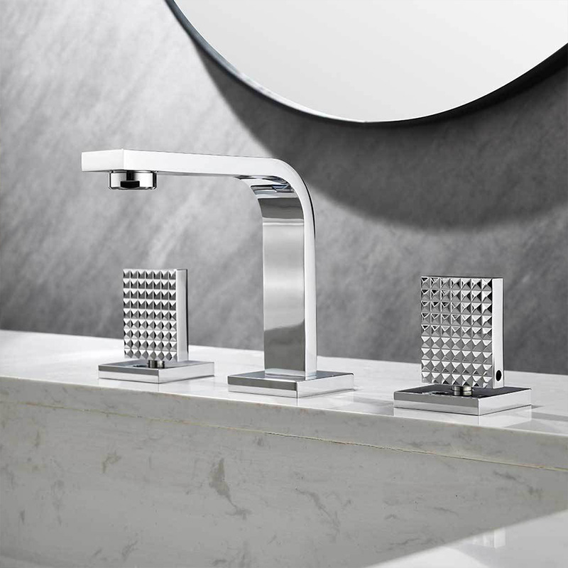 FVB329 Luxury Basin Faucet | Diamond-Textured Knobs & Chrome/Brushed Gold Finish