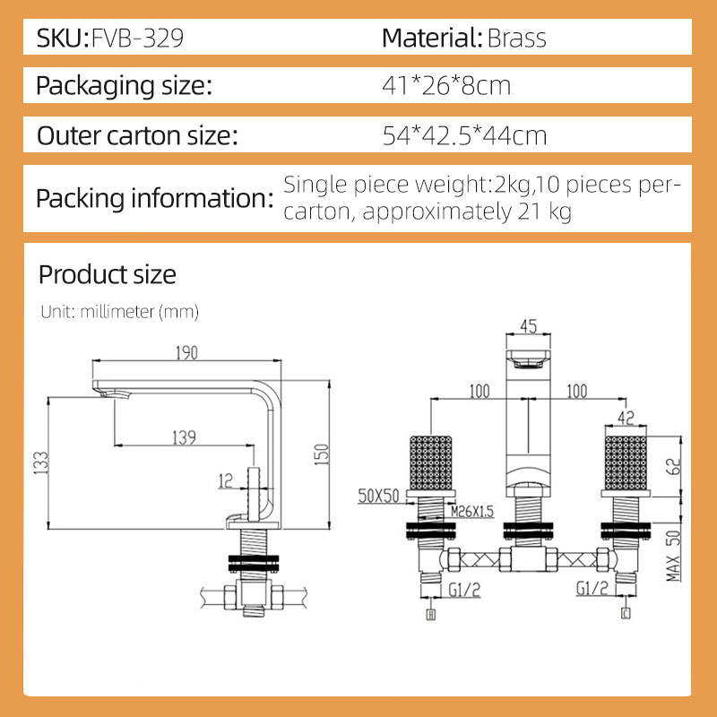 FVB329 Luxury Basin Faucet | Diamond-Textured Knobs & Chrome/Brushed Gold Finish