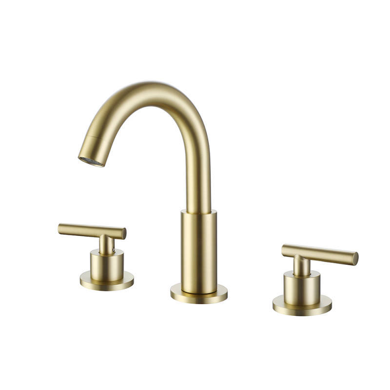 FVB333 Brushed Gold Brass Basin Faucet – Dual Cross-Handle, Splash-Free Flow