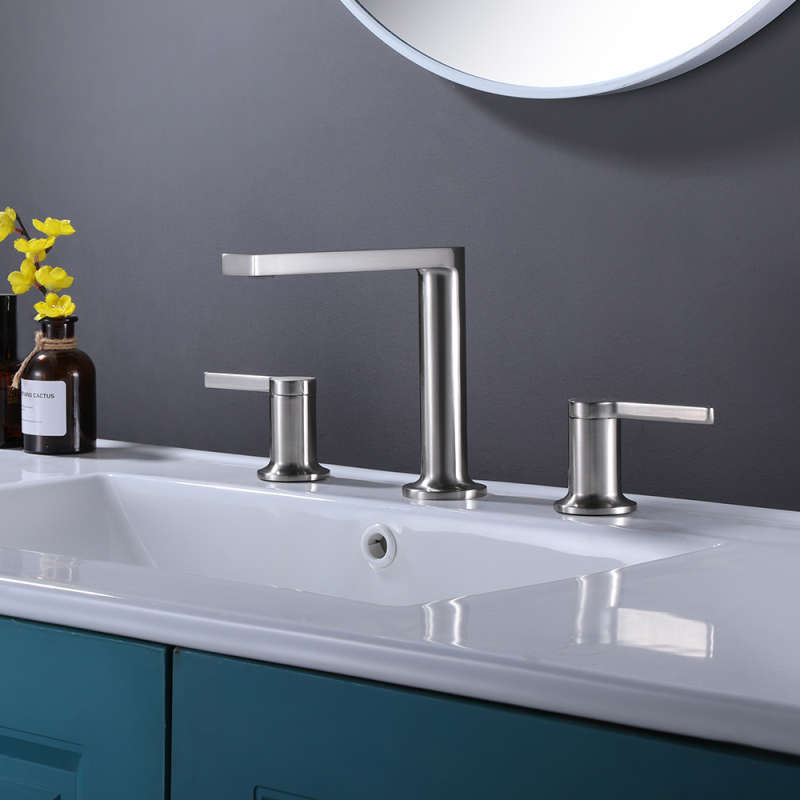 FVB335 Brushed Gold Brass Basin Faucet – Dual Cross-Handle, Splash-Free Flow