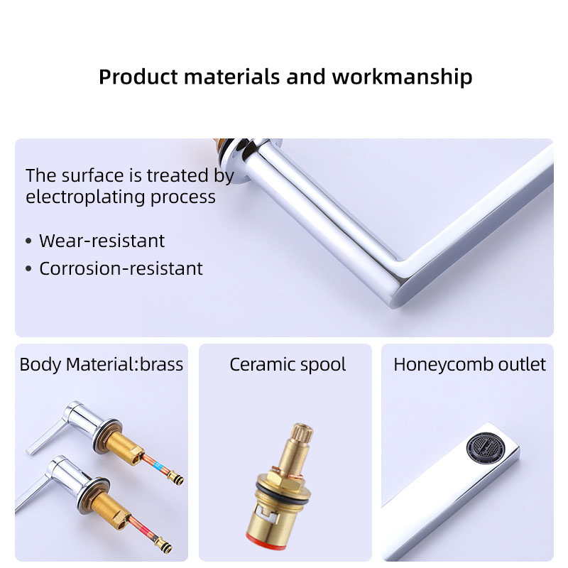 FVB335 Brushed Gold Brass Basin Faucet – Dual Cross-Handle, Splash-Free Flow