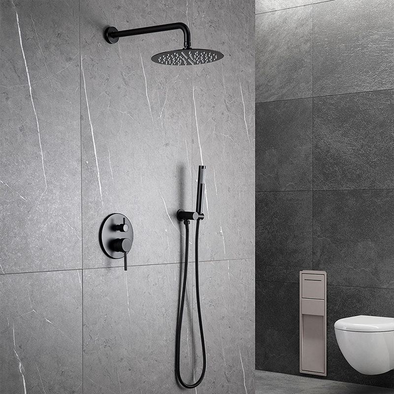 FSS202 Brushed Gold Wall Mounted Shower System with Handheld Shower Solid Brass