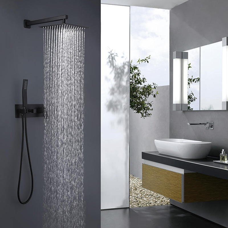 FSS204 Brushed Gold Wall Mounted Shower System with Handheld Shower Solid Brass