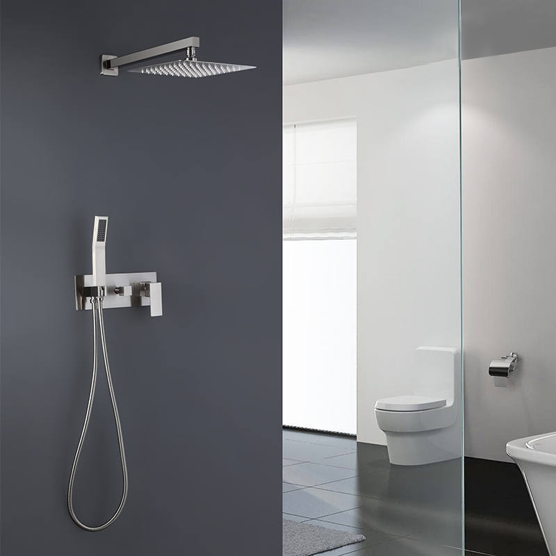 FSS204 Brushed Gold Wall Mounted Shower System with Handheld Shower Solid Brass