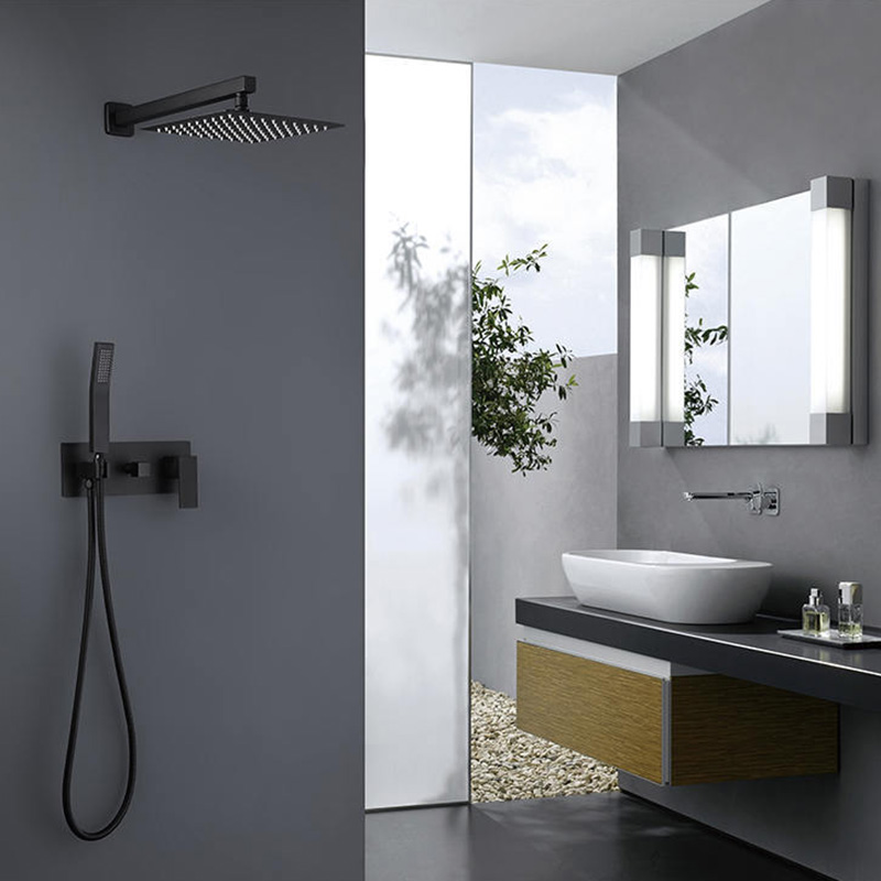 FSS204 Brushed Gold Wall Mounted Shower System with Handheld Shower Solid Brass