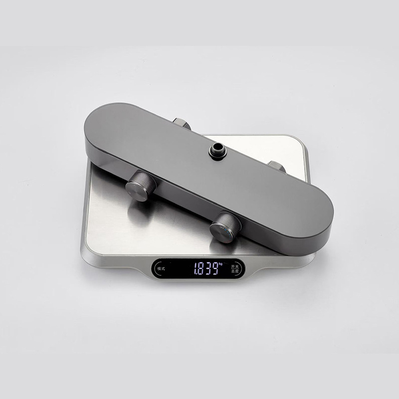 FSS209 Black Exposed Rainfall Shower Mixer Tap with Handshower Rack Solid Brass