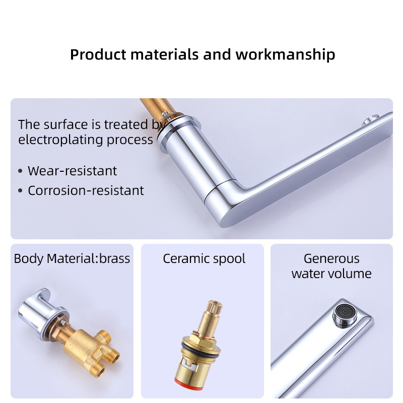 FBT102 Brushed Gold Deck-Mount 3-Hole Bath Filler Tap with Handshower Solid Brass