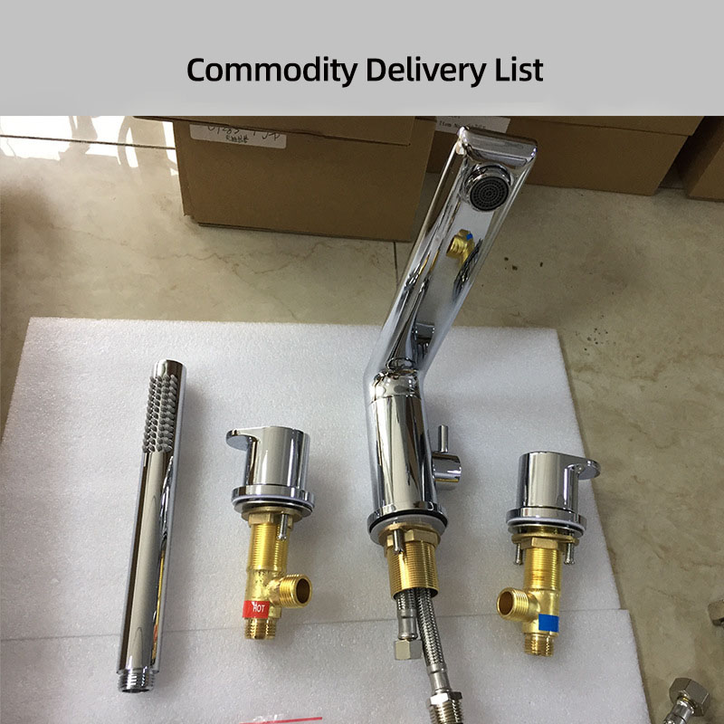 FBT102 Brushed Gold Deck-Mount 3-Hole Bath Filler Tap with Handshower Solid Brass