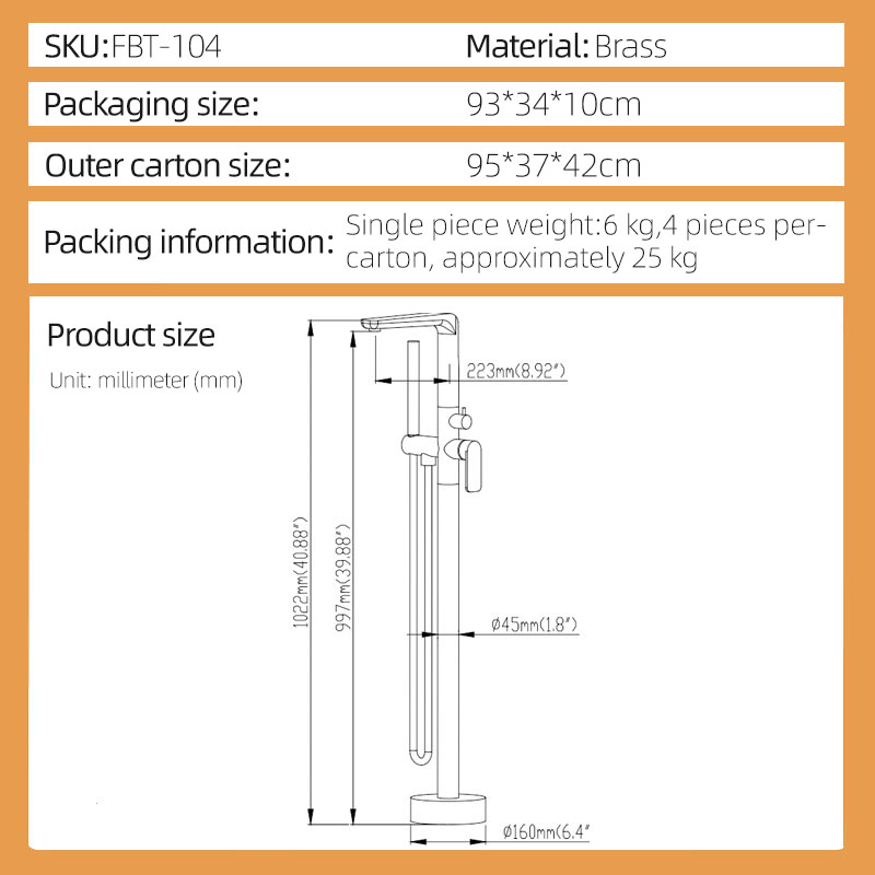 FBT104 Modern Matte Black 1-Handle Freestanding Bath Filler Tap & Handshower Solid Brass FBT104 Modern Matte Black 1-Handle Freestanding Bath Filler Tap & Handshower Solid Brass