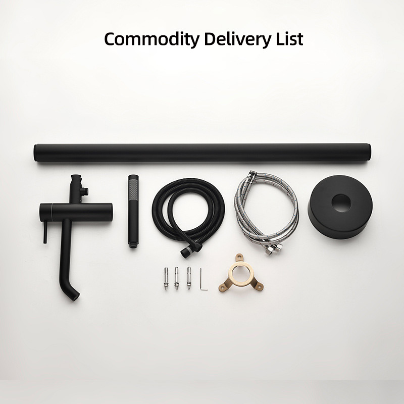 FBT106 Modern Matte Black 1-Handle Freestanding Bath Filler Tap & Handshower Solid Brass FBT106 Modern Matte Black 1-Handle Freestanding Bath Filler Tap & Handshower Solid Brass