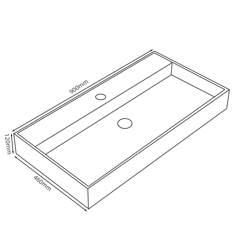 ABN0253 Wall Mounted Rectangular Artificial Stone Wash Basin