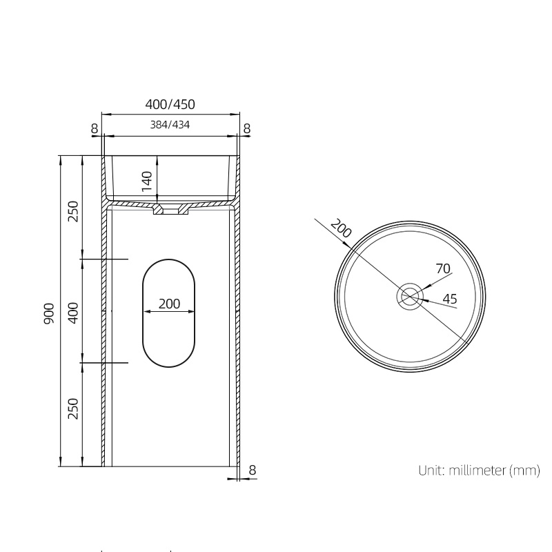 DB6620 Modern Freestanding Pedestal Basin in Pure Acrylic