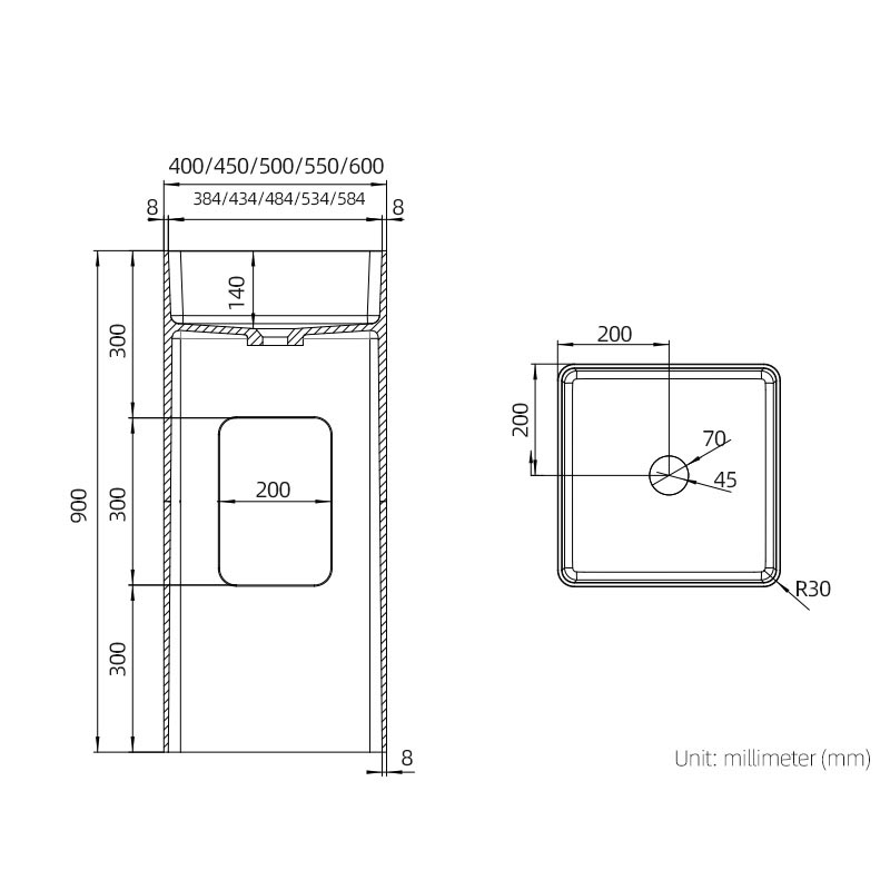 DB6616 Modern Freestanding Pedestal Basin in Pure Acrylic