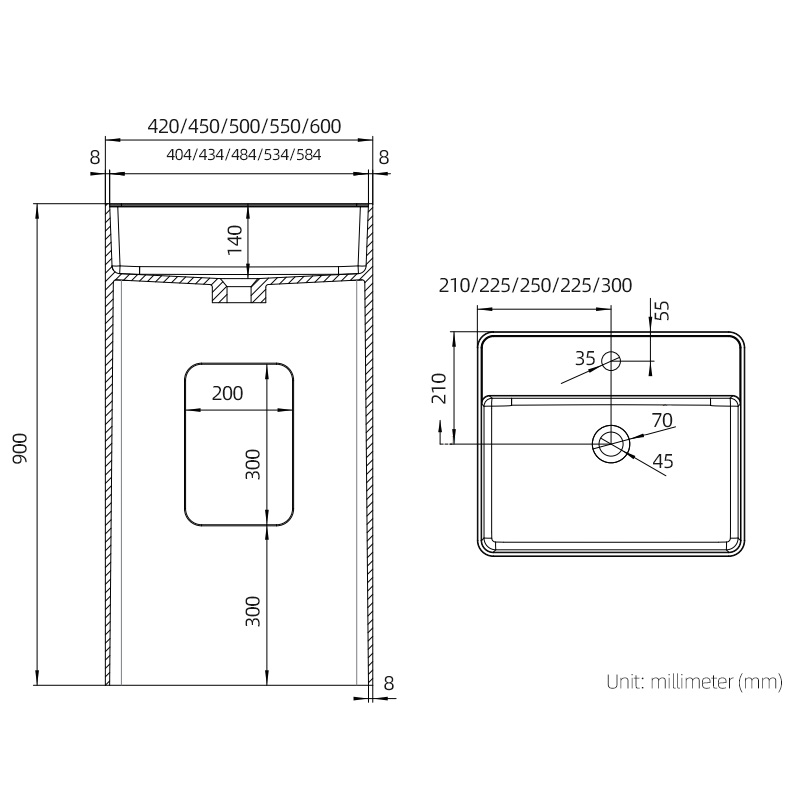 DB6619 Square Freestanding Pedestal Washbasin: A Blend of Style and Practicality