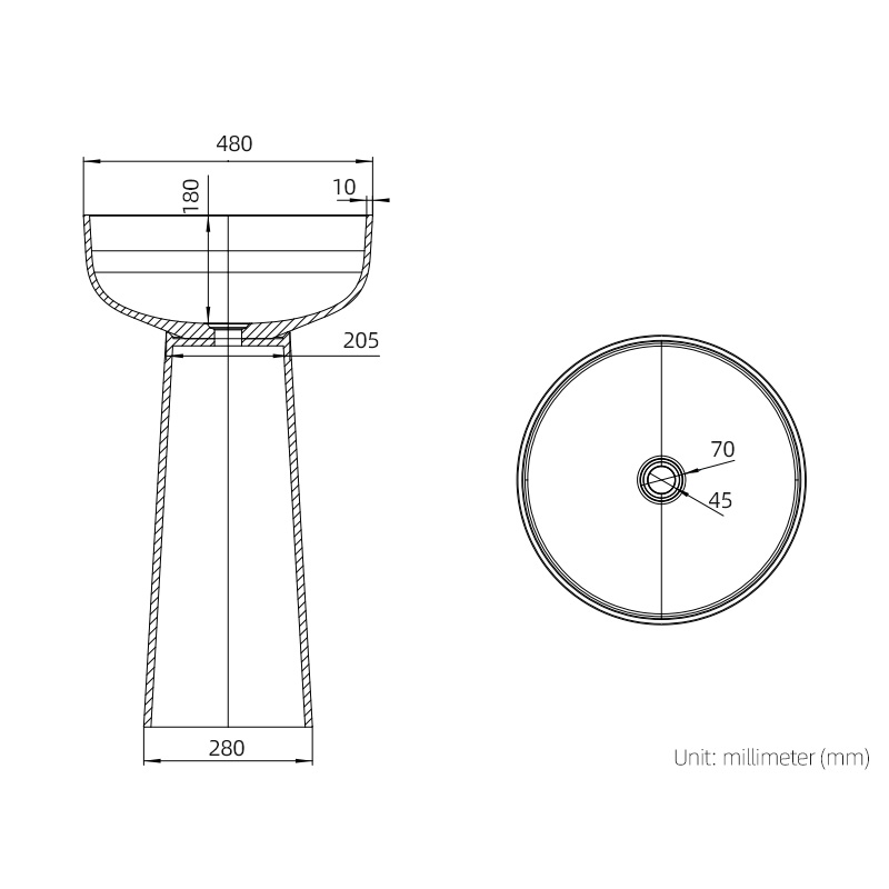 DB6623-1 Unique Freestanding Pedestal Washbasin DB6623-1 Unique Freestanding Pedestal Washbasin