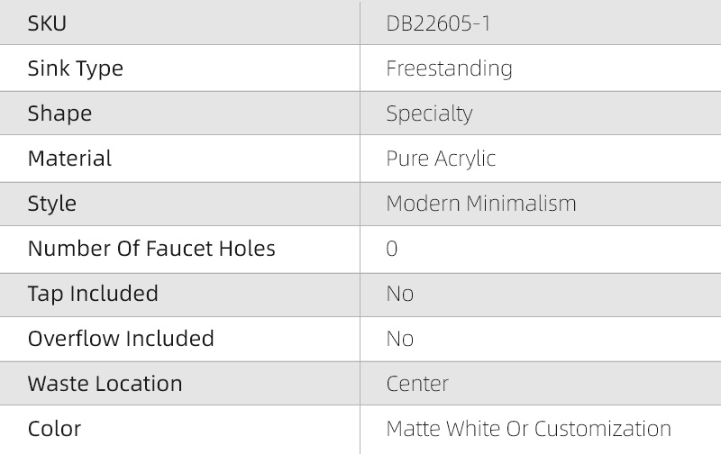 DB22605-1 Fluid-Curve Freestanding Pedestal Basin in Pure Acrylic