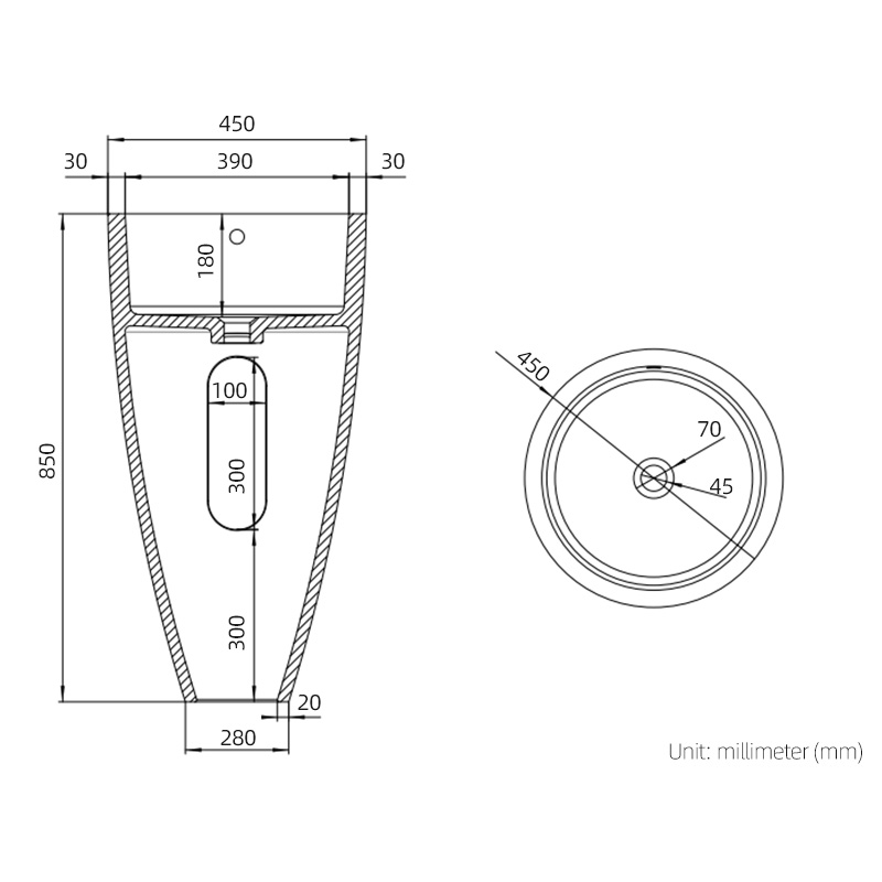 DB6603 Smooth-Tapered Freestanding Basin with Overflow in Pure Acrylic