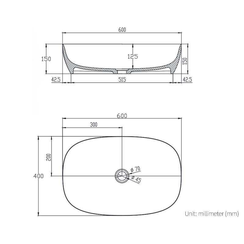 DB2268 Easy-Clean Resin Countertop Basin - Light-Diffusing