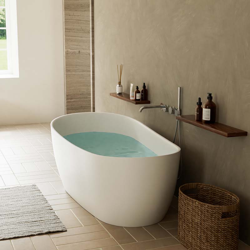 DB8828-1 Modern Design Artificial Marble Free Stand Soaker Bath