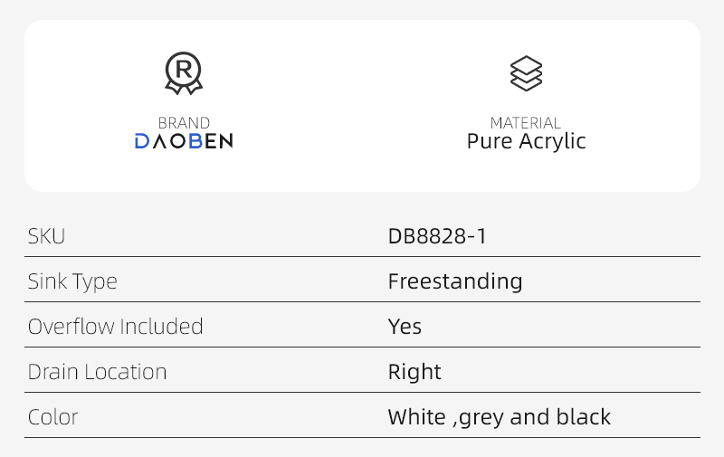 DB8828-1 Modern Design Artificial Marble Free Stand Soaker Bath