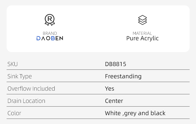 DB8815 Acrylic Bathtubs with Premium Materials - Heat Retaining, Durable & Customizable DB8815 Acrylic Bathtubs with Premium Materials - Heat Retaining, Durable & Customizable